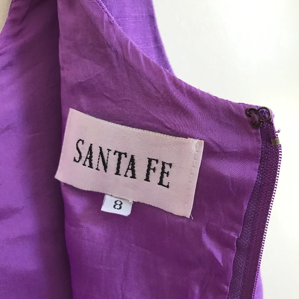VINTAGE Santa Fe Midi Linen Purple Sheath Dress S - Picture 4 of 11